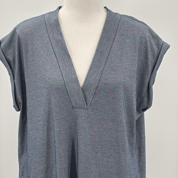 ATM Anthony Thomas Melillo Pima Cotton V Neck Shift Dress in Blue - Size Small - Picture 3 of 7